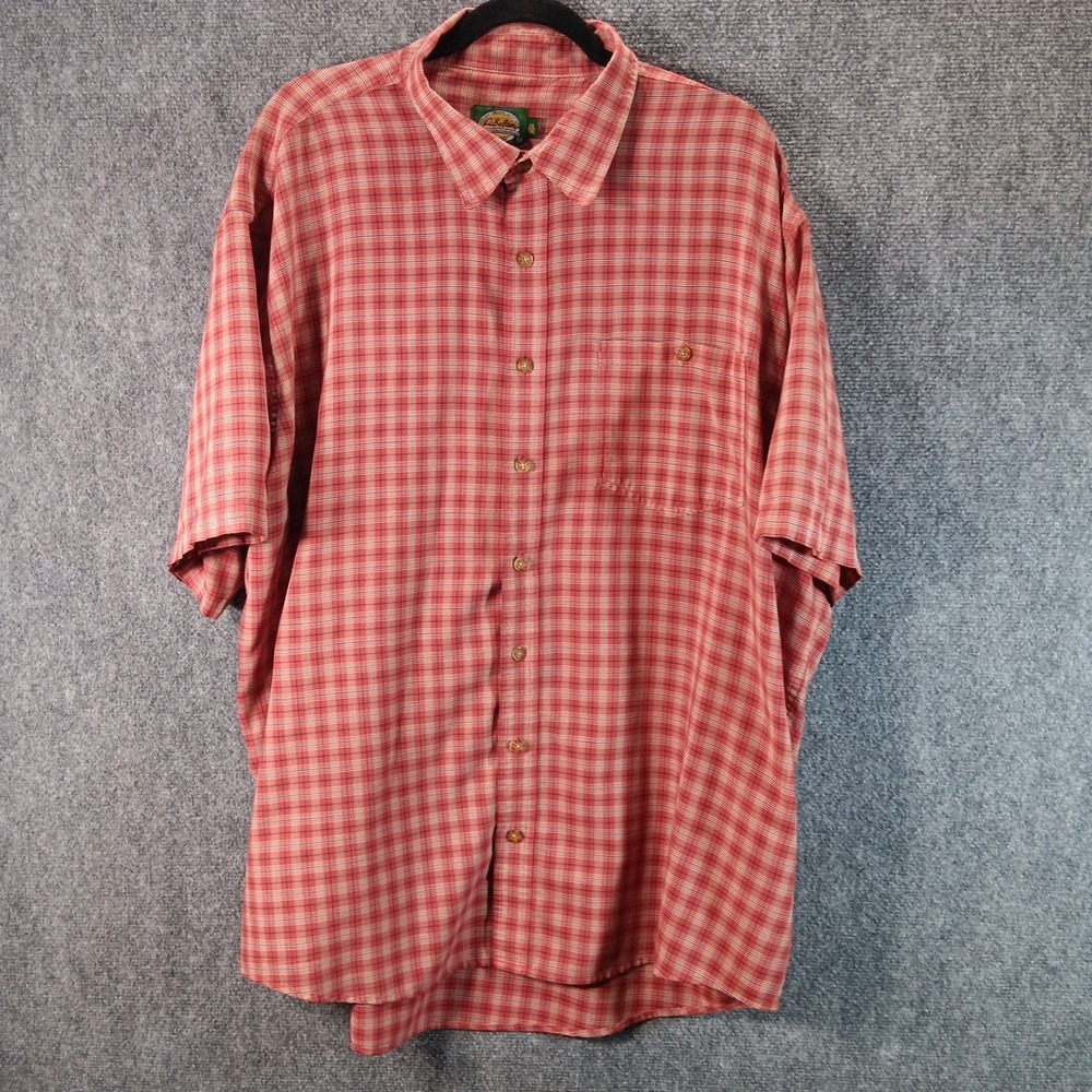 Cabela's Outdoor Gear Mens 2XLT Big and Tall Red Plaid Short Sleeve Button Shirt